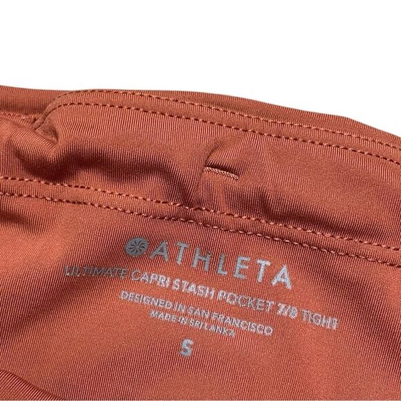 ATHLETA Ultimate Capri Stash Pocket 7/8 Tight Legging Orange Size Small - Picture 7 of 7